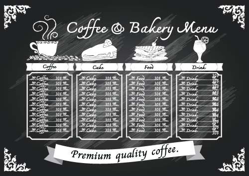 price menu list cafe 