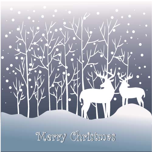reindeer landscape christmas background 