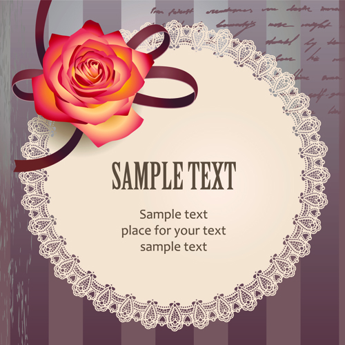 Elements of Vintage Romantic Roses Cards vector 04
