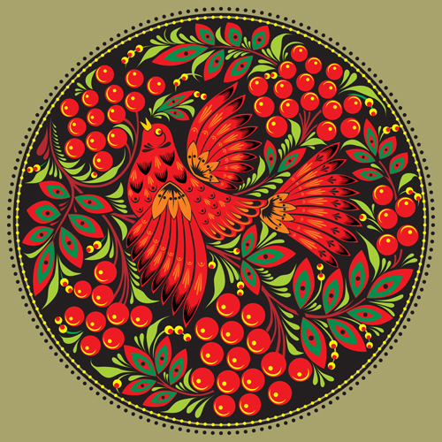 Pretty Russian Ornaments design vector 02