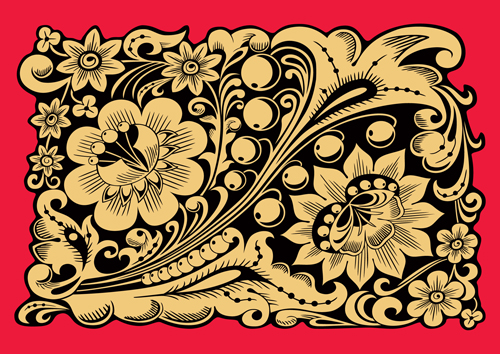 Pretty Russian Ornaments design vector 03