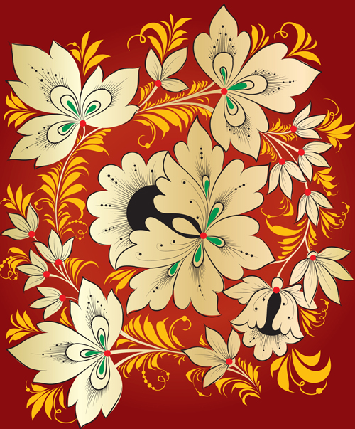 Pretty Russian Ornaments design vector 04