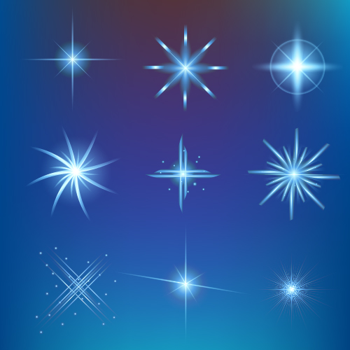 Shiny light effect stars vector material 05