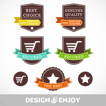 Vintage ribbon with labels vector 04