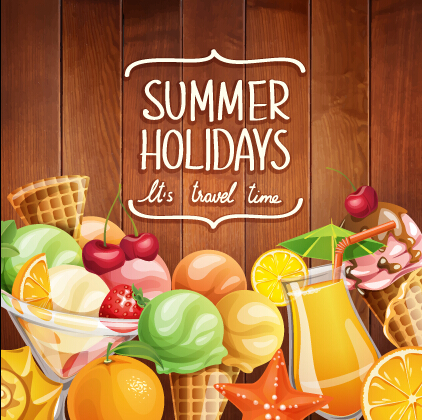 wooden summer holiday food background 