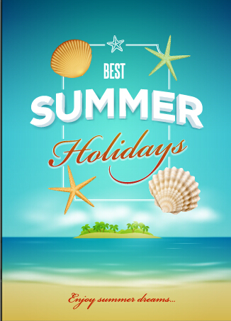 holiday time poster cover vector 02 Summer holiday time poster cover vector 02