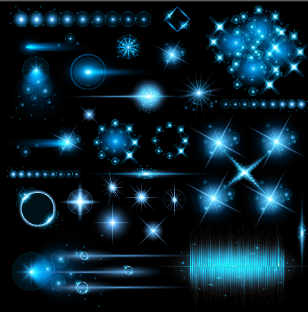 Various light shape shiny vector 01