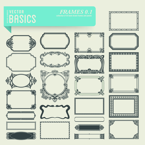 Vector retro frames design graphics set 01