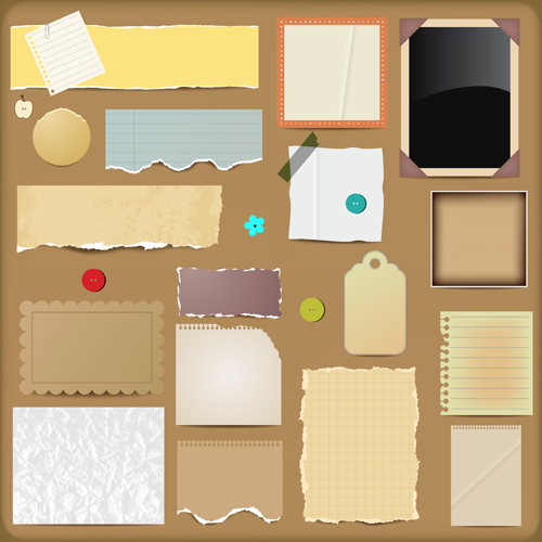 Vintage Torn paper elements vector 01