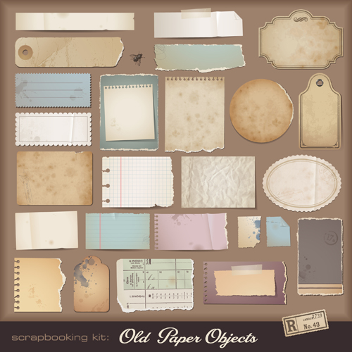 Vintage Torn paper elements vector 05