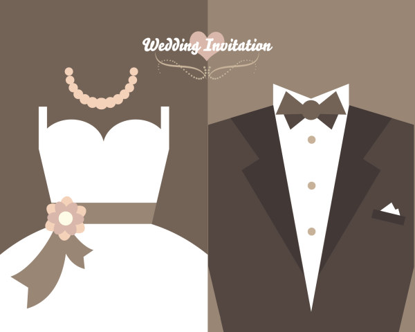 Wedding invitation card with dress vector