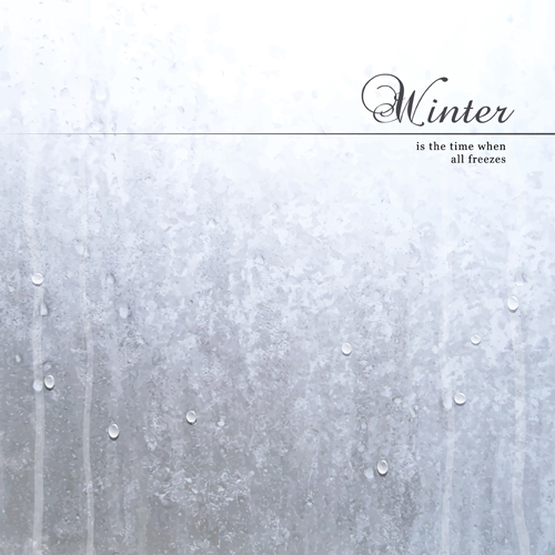 Winter background with water drop vector 01