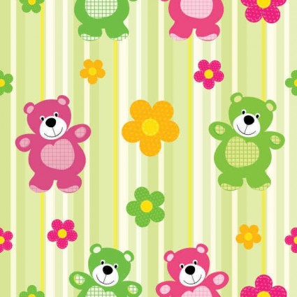 cartoon flower with bear pattern vector cartoon flower with bear pattern vector