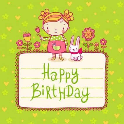 Cute kid birthday card templates vector Cute kid birthday card templates vector