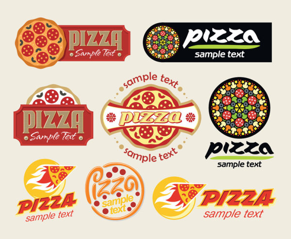 Cartoon pizza design free vector 01