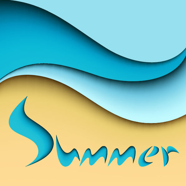 Summer and cartoon waves background vector 03