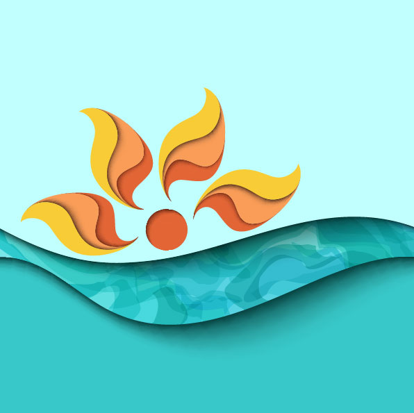 Summer and cartoon waves background vector 04