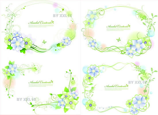 Green flowers borders vector