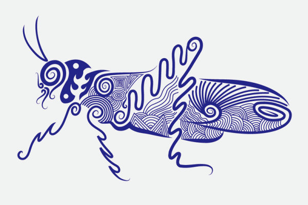 Vivid Hand drawn Locust Decoration Pattern vector