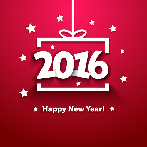 2016 Happy New Year red background vector 02 2016 Happy New Year red background vector 02