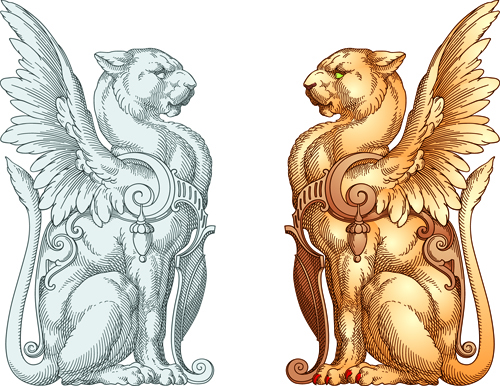 Antique statue ornament vectors