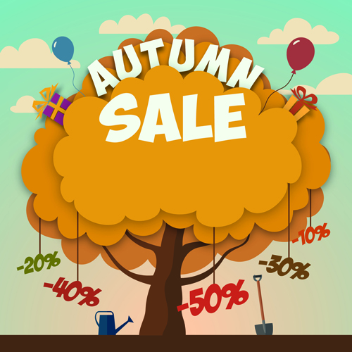 Autumn promo poster sale vector 02