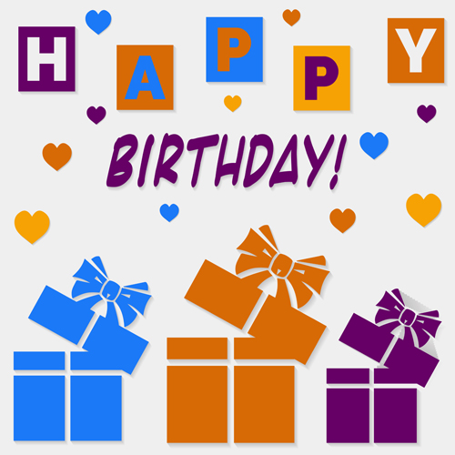 Birthday postcard flat styles vector 01 Birthday postcard flat styles vector 01