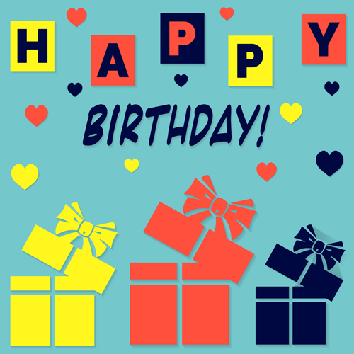 Birthday postcard flat styles vector 03