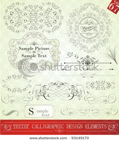 Set of Calligraphic vintage Borders and label vector 01