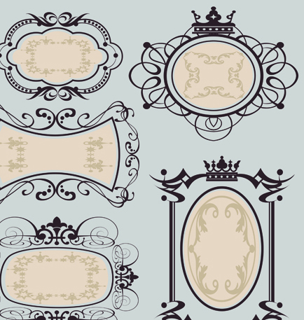 Set of Calligraphic vintage Borders and label vector 03