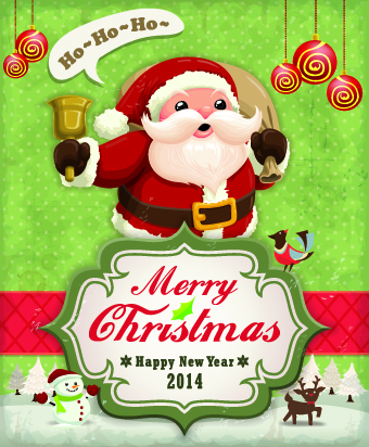 Vintage Cartoon santa background vector 04