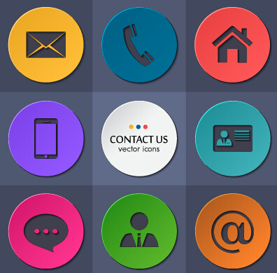 Circle flat icons set vectors 01