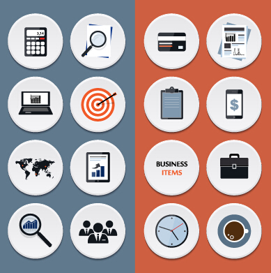Circle flat icons set vectors 02