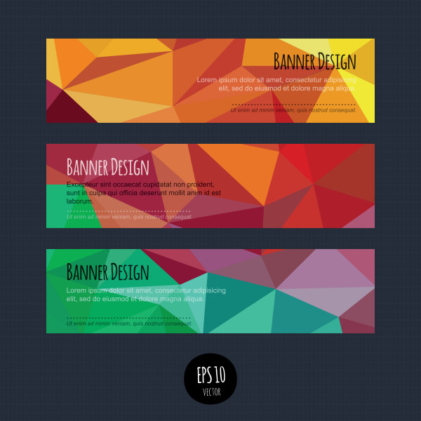 Colorful geometric shapes vector banners 04