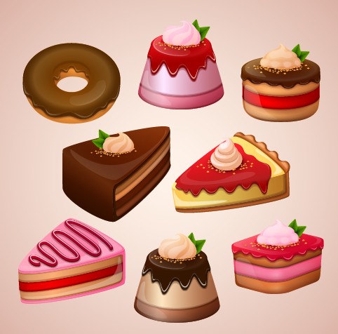 Cute cake design vector graphics