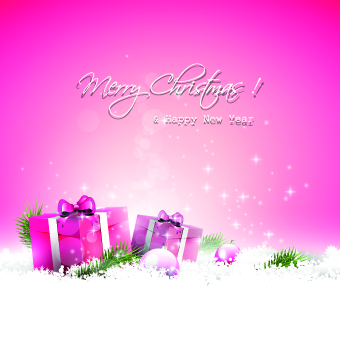 Cute pink christmas background vector