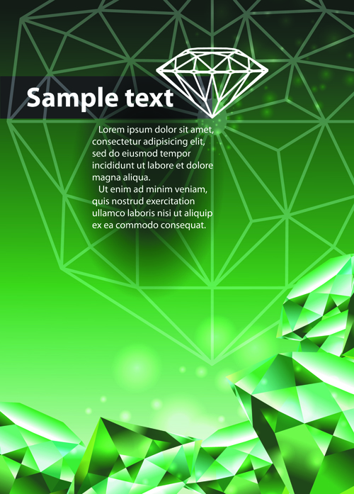 Green Diamond Backgrounds vector 01