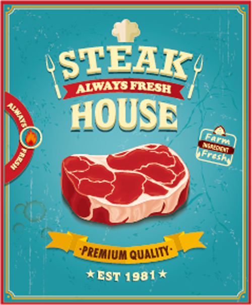 Farm fresh food poster vintage vector 01