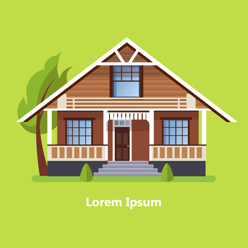 Flat style houses creative template vector set 04