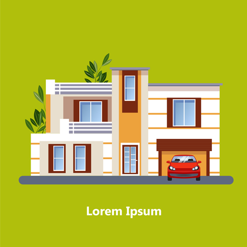 Flat style houses creative template vector set 08