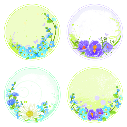 Floral round frames vector