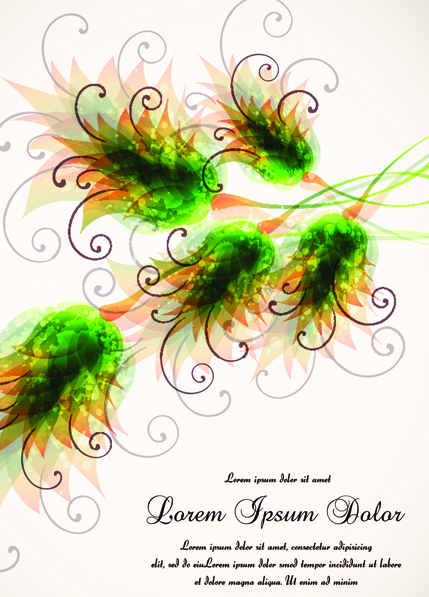 Set vector of Romantic Flowers art 04