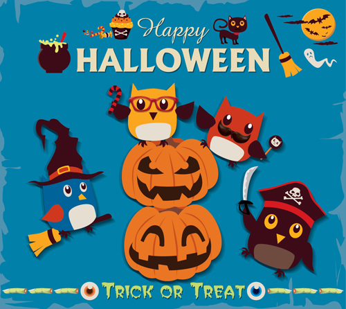 Funny halloween night poster vectors 01 Funny halloween night poster vectors 01