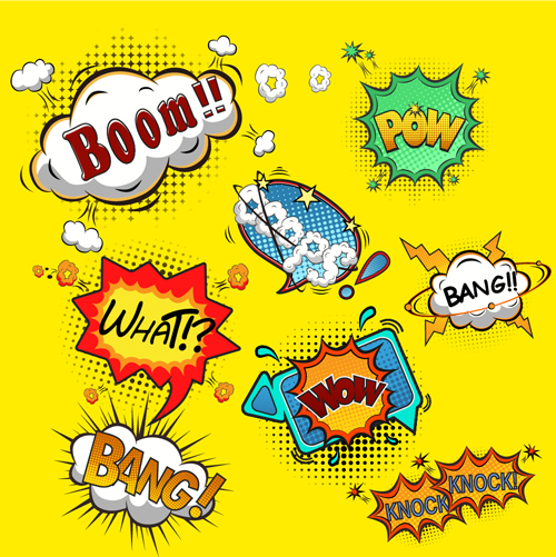Funny speech bubbles comic styles vectors 01