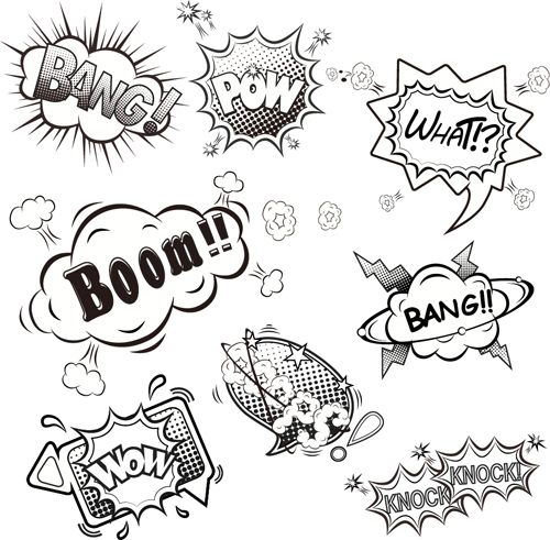 Funny speech bubbles comic styles vectors 02