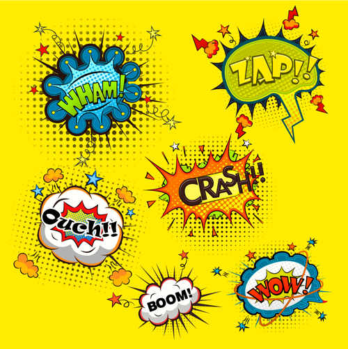 Funny speech bubbles comic styles vectors 04
