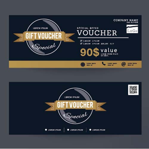 Gift voucher vintage vectors 08