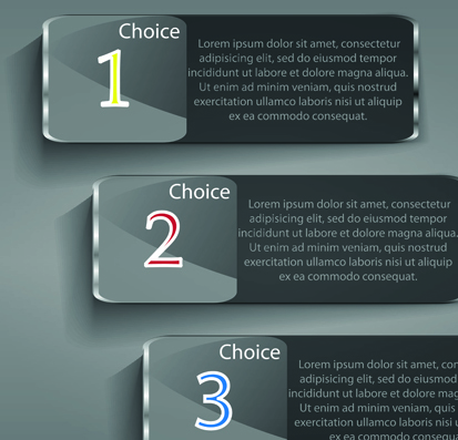 numbered Glass banner vector set 03