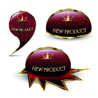 Glowing new product labels vector material 01