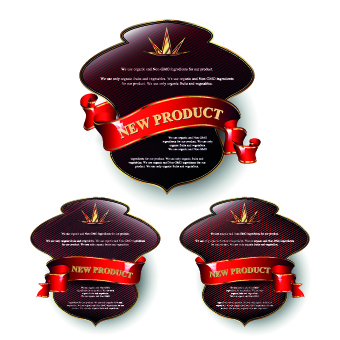 Glowing new product labels vector material 03